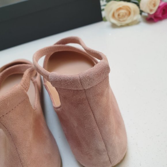 NWT Suede Dusty Pink Round Toe Mary Jane Ballet Flats - Picture 6 of 14
